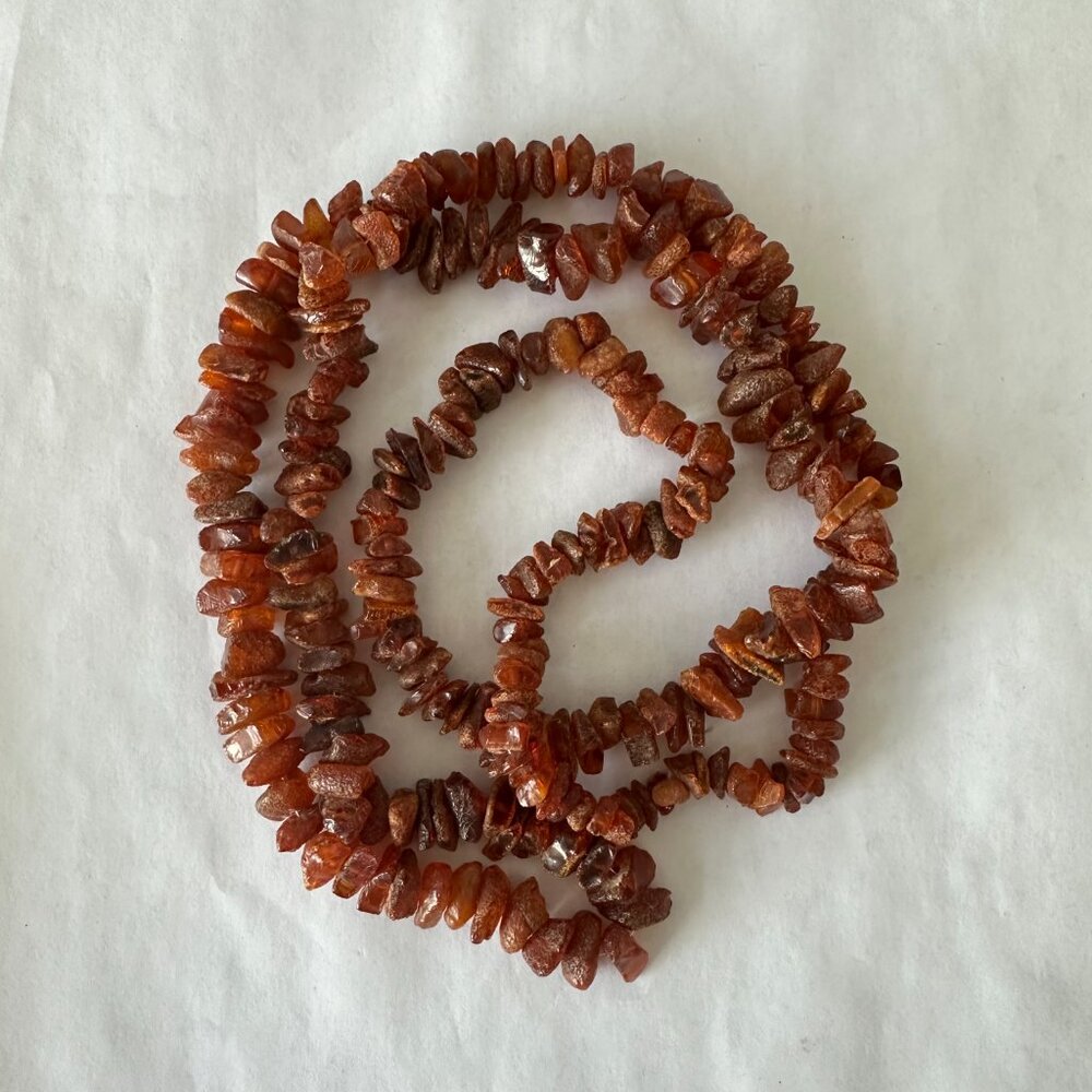 Vintage Raw Baltic Amber Necklace Beaded Chunky Unpolished Chips 28"